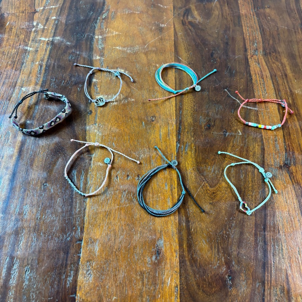 Pura Vida Bracelet Lot of 7 Multi Color Adjustable Heart Sun Woven Beaded Boho
